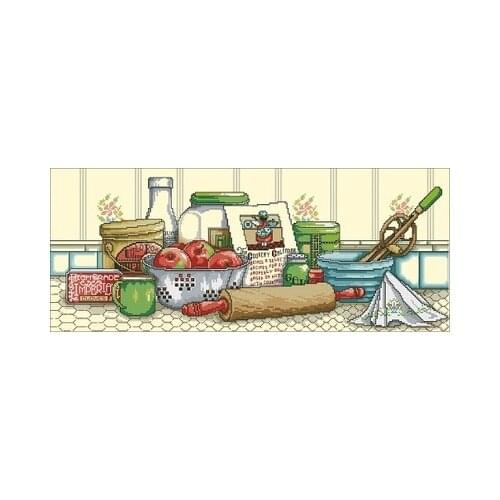 -DW-Moms Kitchen Needlework,For Embroidery,DIY 14CT Unprinted Arts Cross stitch kits Set Cross-Stitching Home Decor