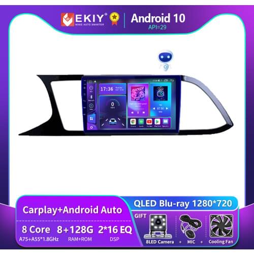 EKIY DSP LTE For Seat Leon 3 2012-2020 Android 10 Car Radio 6G+128G Multimedia Blu-ray IPS Screen Navigation GPS 2 Din Autoradio