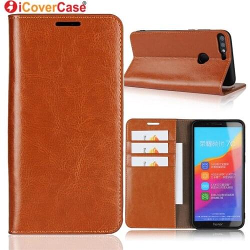 Genuine Leather Flip Coque For Huawei Honor 7C 7 C Case Wallet Cover Card Slot Fundas Hoesjes Phone Accesosries For Honor7c Etui