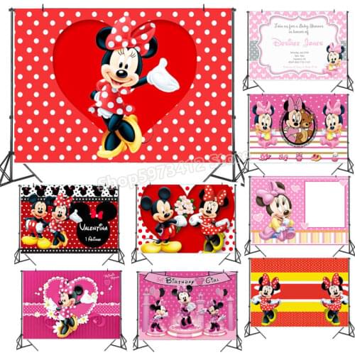 Mickey Minnie Photography Background Decor Cloth Birthday Party Backdrop Children Baby Shower Theme Decoration Hot Sale Gifts