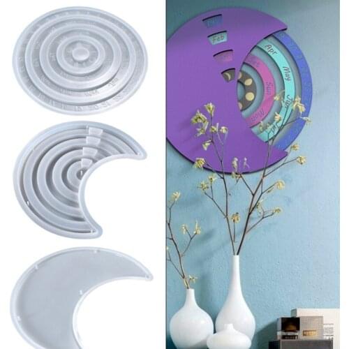 Moon Calendar Epoxy Resin Mold Calendar Hanging Plate Silicone Mould DIY Crafts Home Wall Decoration Casting Tools