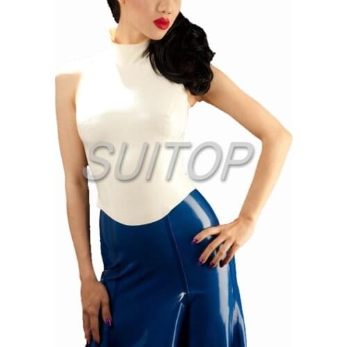 Latex Rubber tight mini Dress white and blue color sexy club sheath dresses