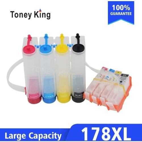 Toney King For HP 178 XL Continuous Ink System Kit For HP Photosmart 5510 5511 5512 5514 5515 5520 5521 Printer With Reset Chip