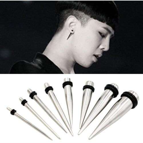 JUNLOWPY 2-9pcs Stainless Steel Ear Gauges Stretching Kit Tapers Plugs Eyelets Tapers and Plugs 12G-0G Ear Expanders Piercing