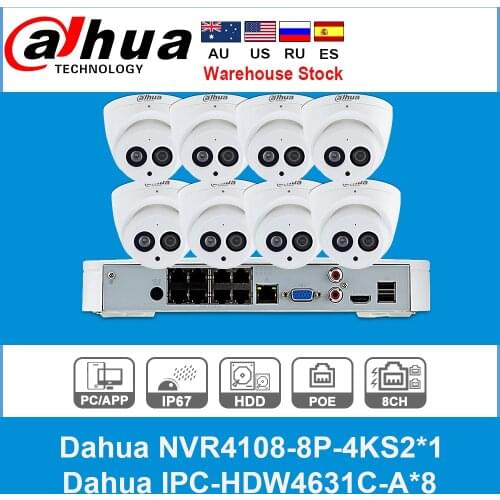 Dahua 6MP 8+4 Security CCTV Camera Kit With NVR4108-8P-4KS2 IP Camera IPC-HDBW4631C-A P2P Surveillance System Easy To Install