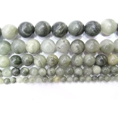 Natural Stone Green Grass agates Stone Round Loose Beads For Jewelry Making Accessory 15Inch 4/6/8/10/12mm Diy Bracelet