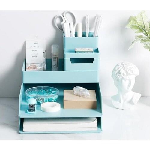 Office Supplies Multifunctional Desktop Stationery Organizer Superimposed A4 Paper Holder File Storage Box