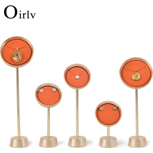 Oirlv New Orange Jewelry Metal Earring Pendant Ring Arc-sharped Display Stand With Metal Base for Jewelry Shop jewelry stand
