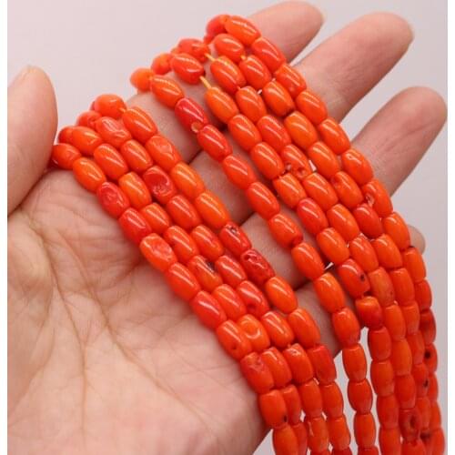 Wholesale Coral Beaded Orange Pupa-shaped Beads Handmade Crafts DIY Necklace Bracelet Jewelry Making Gift for Women 5x7mm