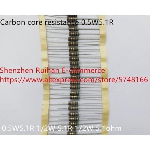Original new 100% carbon core resistance 0.5W5.1R 1/2W 5.1R 1/2W 5.1ohm (Inductor)