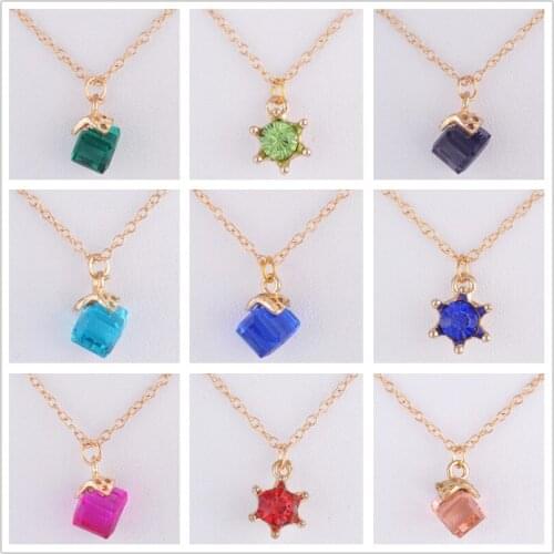 Crystal rhinestone snowflake cube cubic stone bling necklace metal gold chain pendant necklace fashion costume jewellery women