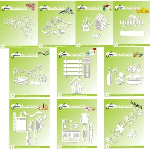 Mmao Crafts Metal Steel Cutting Dies Flower stripe bird tableware Stencil For DIY Scrapbooking Paper/photo Cards Embossing Dies