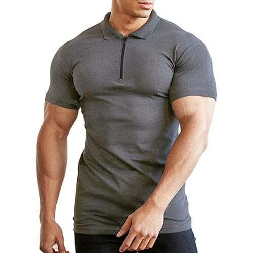 Polo-shirts Men Summer Short Sleeve Shirts Slim Fit Zipper Turn Down Collar Neck Tops 5 Colors Casual Business 2020 Polo-shirt