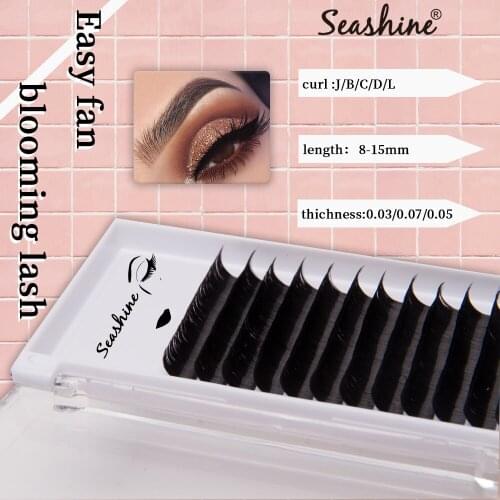 Seashine Wholesale Price Premade Fans Individual Lashes Easy Fan Blooming Lashes Automatic Flowering Eyelashes Extension