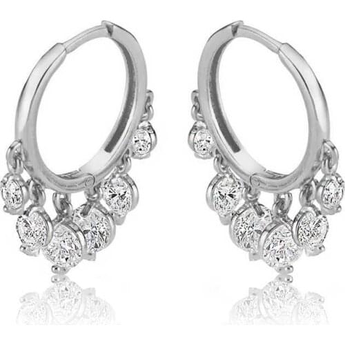 Silver White Cubic Zirconia Şakira Earrings