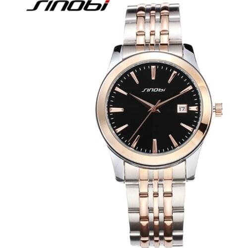 SINOBI Mens Casual Wrist Watches 5Bar Waterproof Golden Watchband Top Luxury Brand Male Geneva Quartz Clock Erkek Saatler 2016