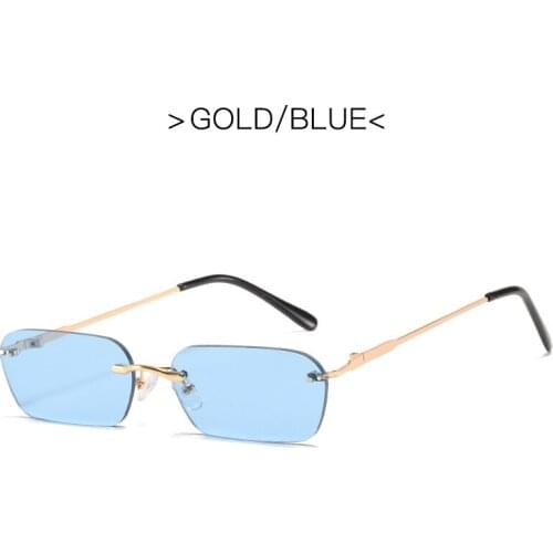 Sunglasses Women Vintage Metal Temples Sun Glasses Lady Frameless Flat Top Rectangle Gradient Glasses 7 Colors Thin Lens UV400