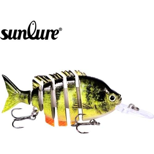 SUNLURE 3D Eye 1pc 6 Sections Fishing Lure 0.51oz-14.5g/10cm-3.94" Swimbait Fishing bait 6# Hook Fishing Tackle