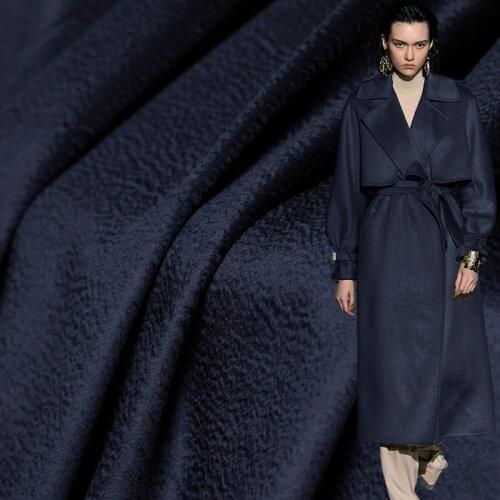 Navy Blue Water Ripple Cashmere Overcoating Fabrics Materials Winter Women Overcoat Sewing Cloth Tailor Freeshipping