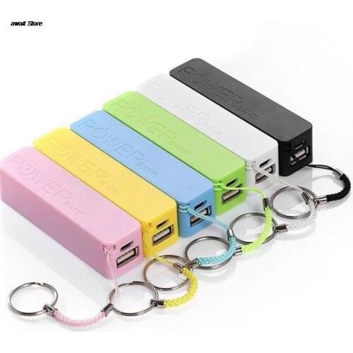 Portable 2600mAh USB External Power Bank Case Pack Box 18650 Battery Charger No Battery Powerbank With Key Chain