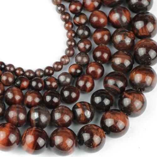 YHBZRET Natural Red Tiger Eye Stone Beads 4/6/8/10/12mm Round Loose Beads For jewelry Making DIY Bracele necklace Wholesale 15