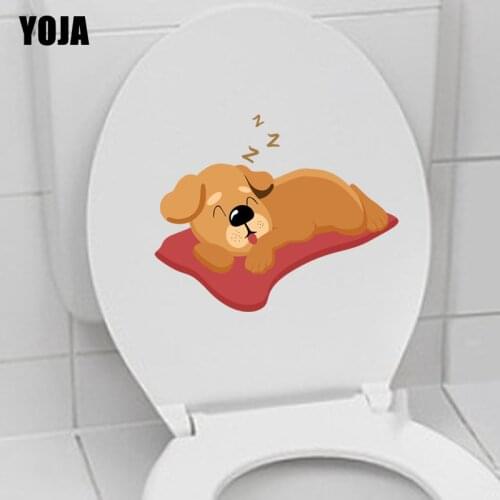 YOJA 22.9*18.5CM Funny Sleeping Dog Living Room Home Decor Toilet Decal Wall Sticker T3-0712