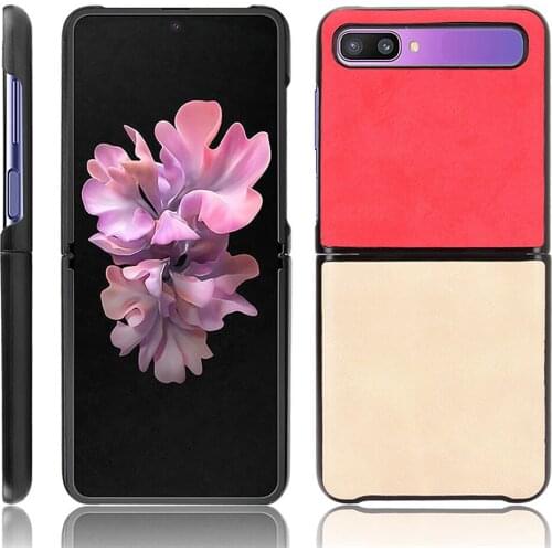 Color Block Denim Leather Phone Case Folding Protective Back Cover Shell for Samsung Galaxy Z Flip 5G Smartphone Accessories