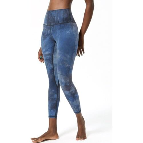 Women Nylon Tie Dye Sports Pant Fitness Nylon Yoga Pants Stretch Workout Slim Gym Leggings