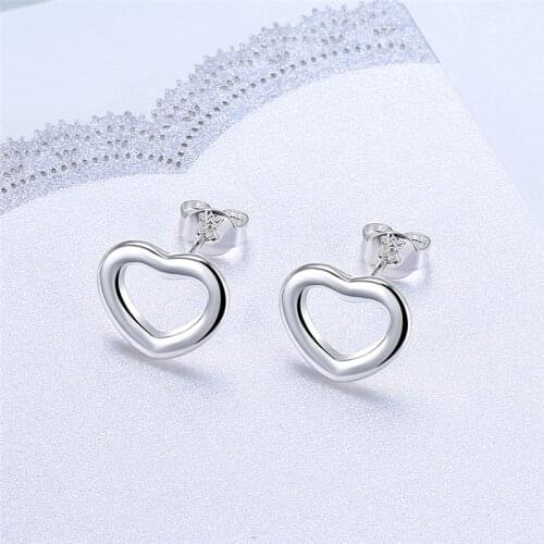 DOTEFFIL 925 Sterling Silver Heart Band Stud Earrings For Woman Wedding Engagement Fashion Party Charm Jewelry