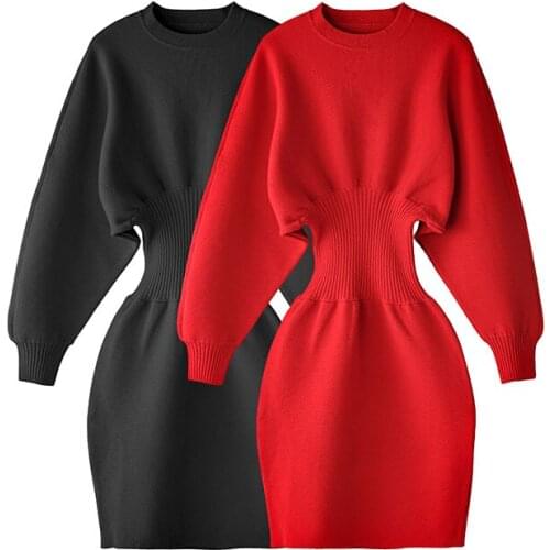 Female Banquet Knitted Bag Hip Dress Wear Clothes 2021 Fashion Women Retro Buttoned Slim Dress Elegant Outfits robe fille