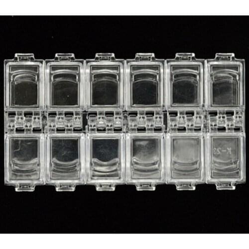 1 Case 12 Slots Clear Storage Box Empty Container For Nail Art Gems Jewelry Decoration Container Glitter Nail Tools
