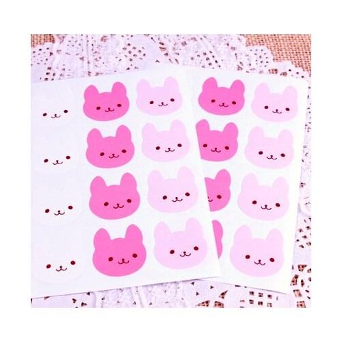 100pcs/lot Size:2.7 x 2.8cm Lovely Rabbit Seals Stickers 12pcs/ sheet for Cocookies Chocolates Gift (ss-6160)
