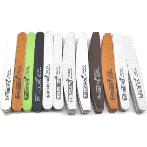 20 Pcs Nail Salon Professional Wood Files Grinding Block Strong Thick Nail Files 80/100/180/240/320 Limes Nails Accessories Tool