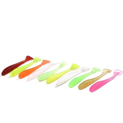 20 Pieces / Package Spiral T Tail Fish Soft Bait Set Worm Silicone Bait Bass Squid Fishing Tackle Silicone Bait