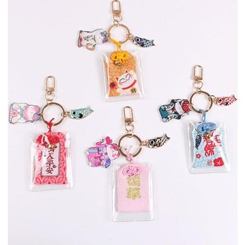 2019 Fashion Creative Japanese Lucky Cat Koi Key Chains Pendant Car Keychain Keyring Bag Hanging Amulet Peace Gifts