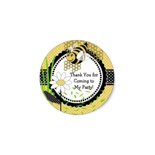 3.8cm Cute Bumble Bee Party Favor Thank You Classic Round Sticker