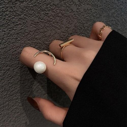 3pcs/set Rings 2021 Pearl Moon Anillos Mujer Gold Ring Set New Rings For Women Bohemian Jewellery Anillos Mujer Accessories