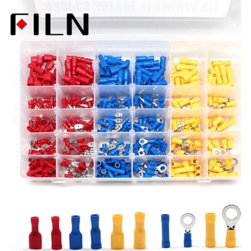 360pcs 18types Electrical Crimp Terminals Insulated Butt Connectors Spade Ring Fork Copper Terminators Set With Storage Box Red
