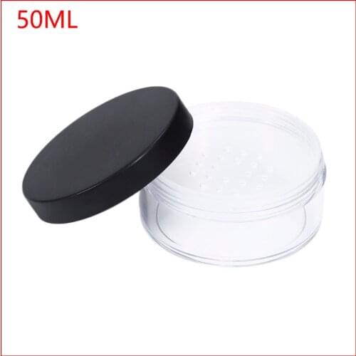 50ml Plastic Clear Reusable Empty Loose Powder Box Makeup Cosmetic Container Cosmetic Jar Travel Pot With Black/white Cap
