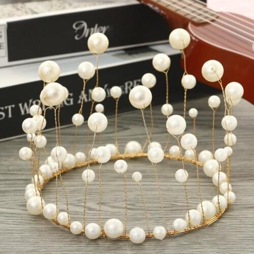 50% Dropshipping!!Cake Inserts Faux Pearl Crown Decorative Alloy Wedding Birthday Cake Decoration Photography Props