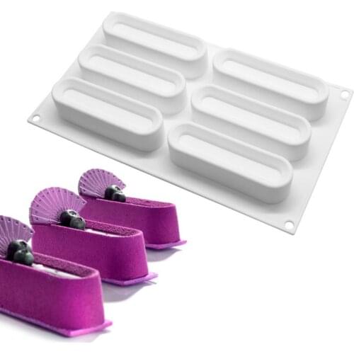6 Cavity Silicone Oval Mousse Mold For Diy Soap Bar Making Cake Maker Fondant Stencil Kitchen Accessories