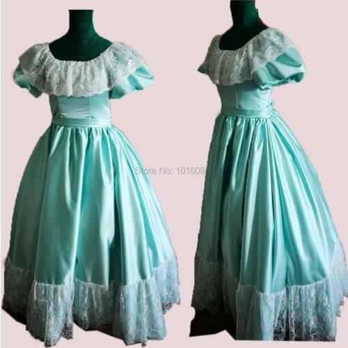 Tailored!Eras blue Vintage Costumes Court Duchess Civil war Theatre 18th Belle Marie Antoinette DRESS Victorian dresses sw-016