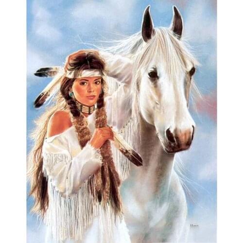 5D DIY Diamond Painting Full Square/Round Drill "Indian horse" Embroidery Cross Stitch gift Home Decor Gift