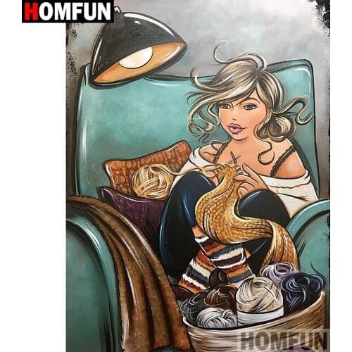 HOMFUN Full Square/Round Drill 5D DIY Diamond Painting "Oil painting woman" Embroidery Cross Stitch 5D Home Decor A01787