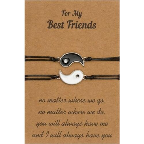 Matching Yin Yang Adjustable Cord Bracelet for Friendship Relationship Boyfriend Girlfriend Best Friend Bracelets