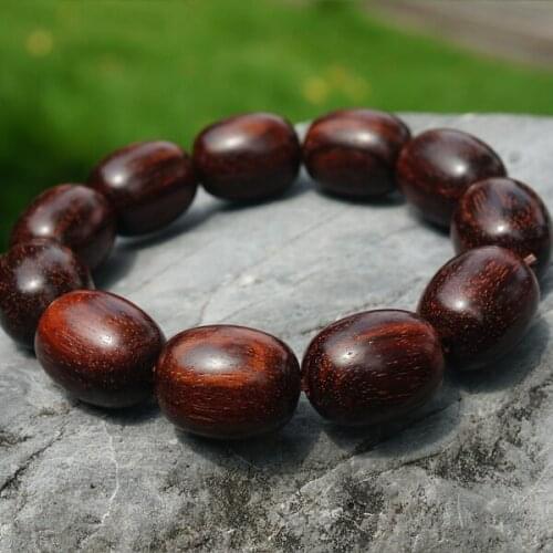 15X20mm Natural India Grade AAA High-density Red Sandalwood Beads Ellipse Shape Beads Mala Beads Japa Mala Man Bracelet