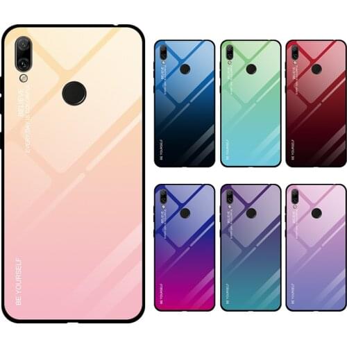 For Huawei Y5 Y6 Pro Y7 Prime Y9 2019 Case Hard Tempered Glass Gradient Protect Back Cover case For huawei y5 y6 Y7 prime 2018