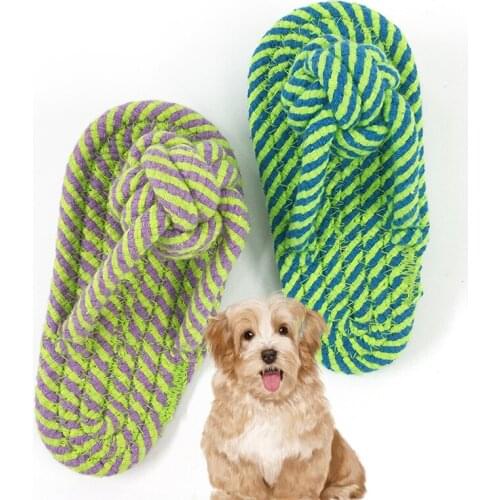Colored Cotton Rope Slippers Toys Hand Woven Flip Flops Pet Chew Resistant Toys Pet Supplies Dogs Pets Accessories Puppy