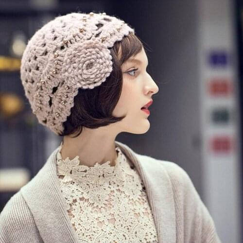 Lady Beret Hat Autumn Winter Female All-match Wool Cap Korean Version New Knitted Berets Hats Women British Elegant Caps H6778