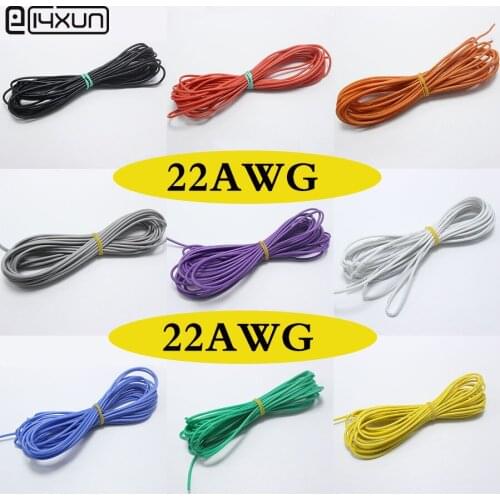 EClyxun 30meters 22 AWG Flexible Silicone Wire Cable 0.3mm2 High Temperature Max 200 Degrees 600V Test Line Wire 10 Color